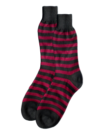 Men pure wool socks Stripe design Red